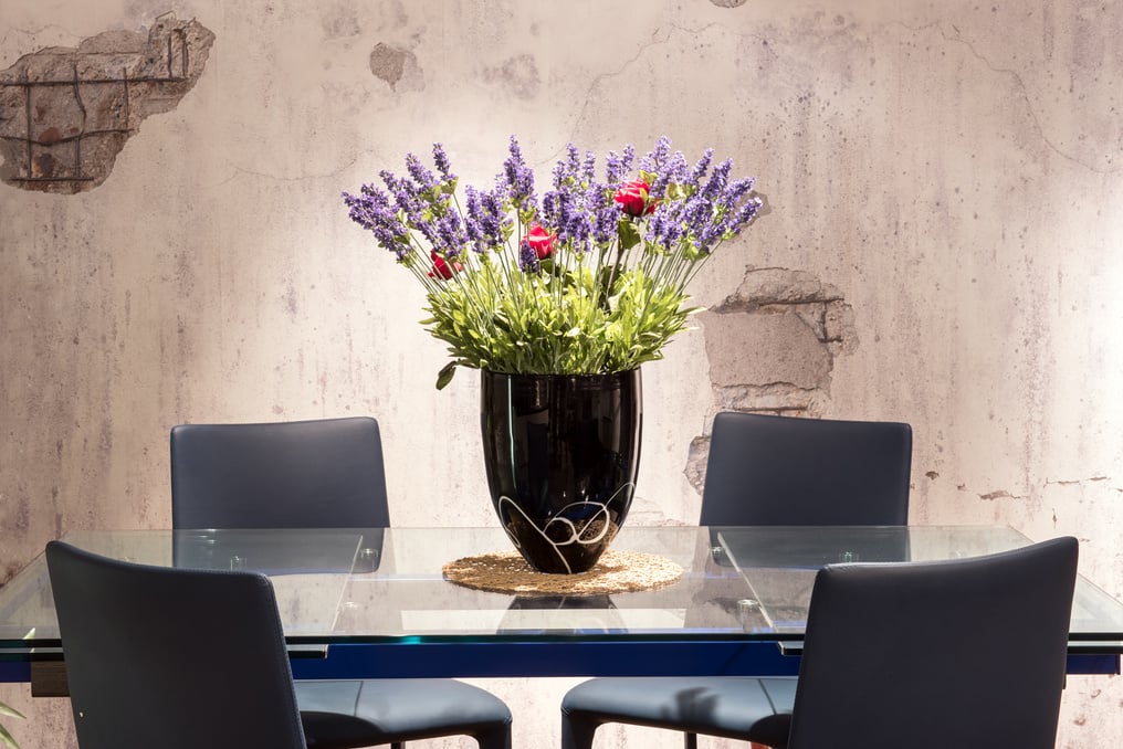 Dining Table with Floral Centerpiece 